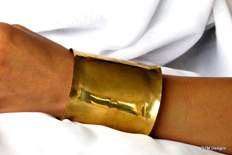 Extra Wide Cuff Modern Brass Arm Band Artisan Formed Unisex Etsy