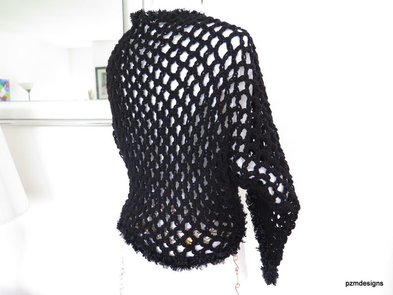 Black Fishnet Shrug crochet cocoon sweater shrug with shrug | Etsy