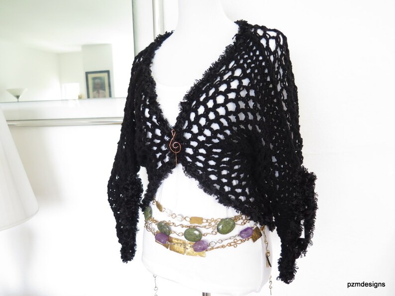 Black Fishnet Shrug crochet cocoon sweater shrug with shrug | Etsy