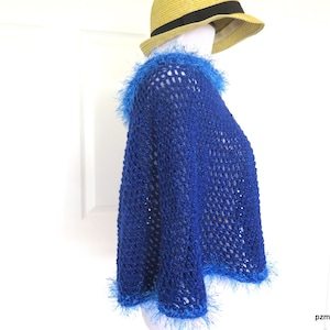 Royal Blue Short Crochet Poncho
