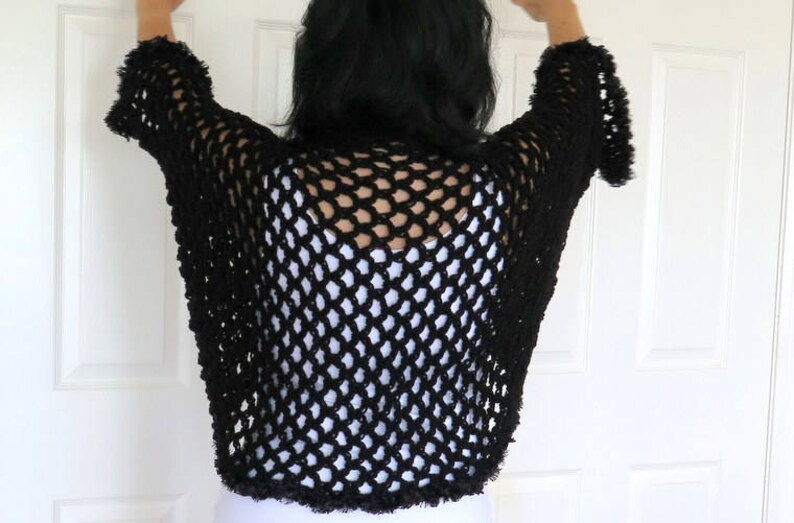 Black Fishnet Shrug crochet cocoon sweater shrug with shrug | Etsy