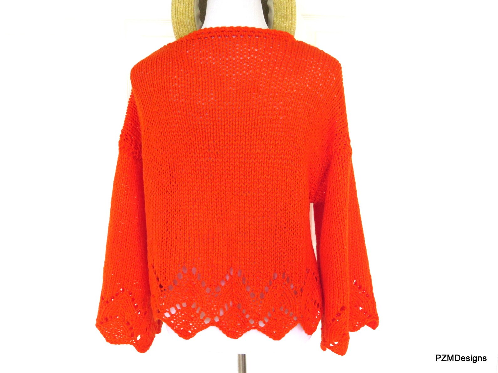 Plus Size Orange Cardigan Shrug Hand Knit Plus Size Jacket Etsy