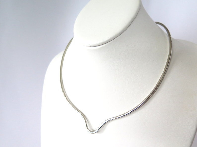 Silver Metal Choker Hammered Non Tarnish Collar With U Etsy