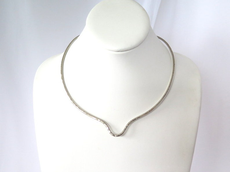 Silver Metal Choker Hammered Non Tarnish Collar With U Etsy