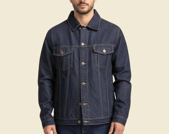 Men’s Blue Denim Jacket – Elon Musk & Rocketman Inspired, Heavy Duty Retro Streetwear Outerwear, Gift for Him