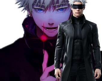 Gojo-Inspired Anime Cosplay Costume | Unisex Black Long Coat & Matching Pants | Custom Fit Suit Set | Comic Con Ready | Gift for Anime Fans