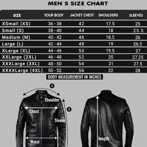 Puede incluir: Tabla de tallas de chaquetas, con medidas en pulgadas. La tabla incluye tallas desde XSmall hasta XXXXLarge, detallando medidas de pecho, hombros y mangas. Diagramas ilustran c&oacute;mo medir el pecho, la manga y el hombro para un tallaje preciso.