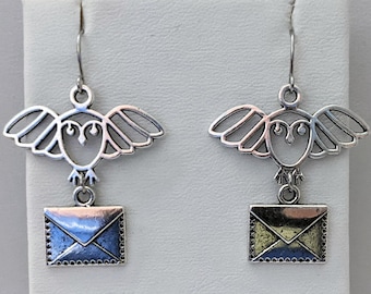 Owl with letter earrings