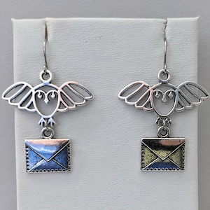 Owl with letter earrings