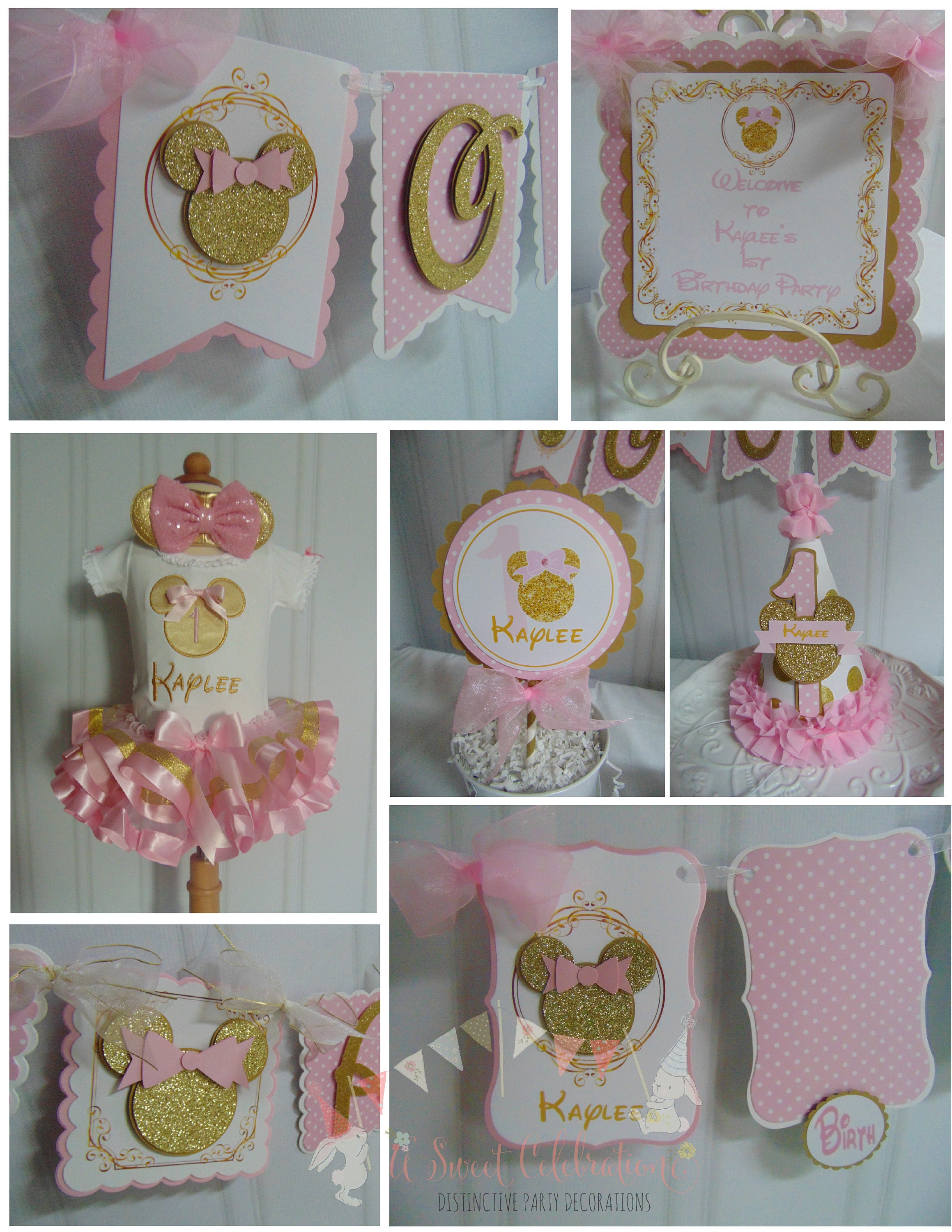 Minnie Mouse Pink And Gold 1st Birthday Decorations Etsy