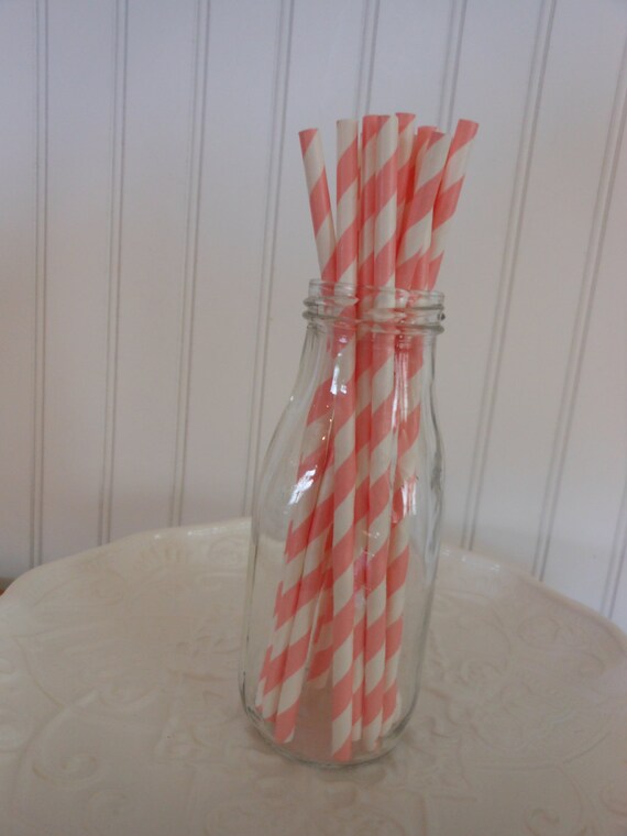 Items similar to Pink and White Striped Retro Straws- (25) on Etsy
