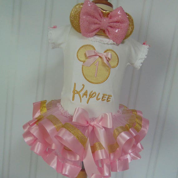 Minnie Mouse / Minnie Mouse Pink and gold Birthday / Minnie Mouse Birthday / Minnie Mouse shirt / Minnie Mouse tutu / Minnie Mouse gold Il_570xn