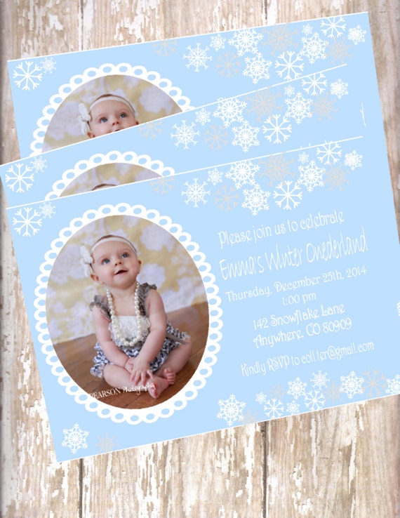 Winter ONEderland Invitation / snowflake invitation / frozen birthday invitation / winter birthday / Onederland birthday / 1st birthday Il_570xn