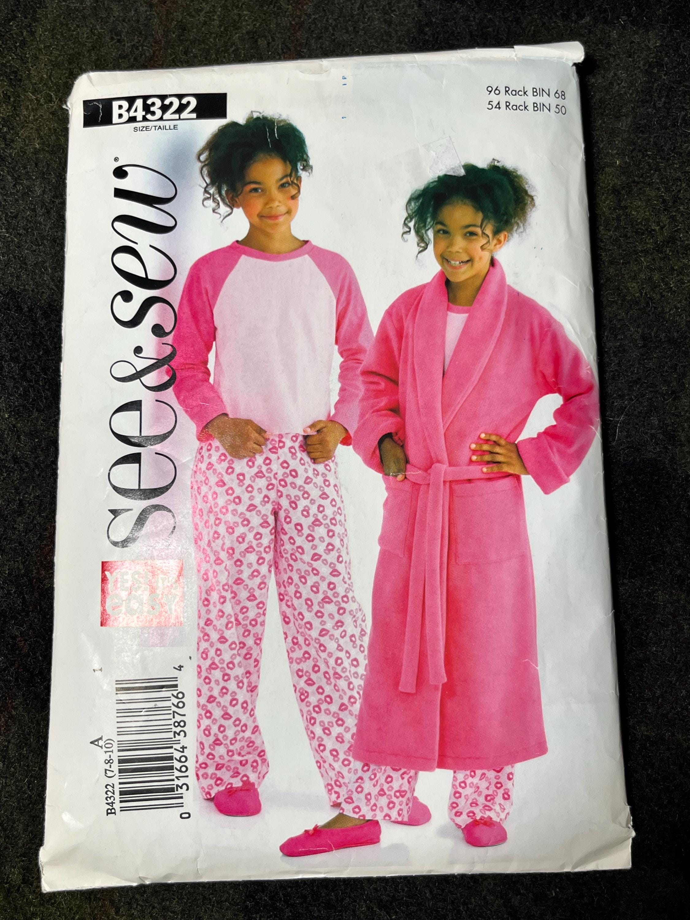 New Butterick See and Sew B4322 Sewing Pattern Pajamas Robe Little Girl ...
