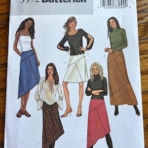 New Butterick 3972 sewing pattern asymmetrical pull on skirt, diagonal color block long midi UNCUT never used! sizes 6 8 10