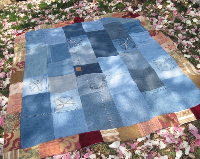 Upcycled Denim Picnic Blanket Etsy