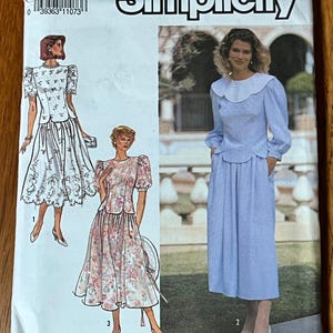 May include: A Simplicity sewing pattern envelope, number 7163, size D5 (4-12). The front displays illustrations and a photograph of two-piece outfits featuring tops with scalloped hems and skirts. One outfit is light blue, others have floral prints.