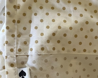 Kate Spade like new 100% cotton sheet white with gold sparkle polka dots excellent condition repurposing twin size 70x98”