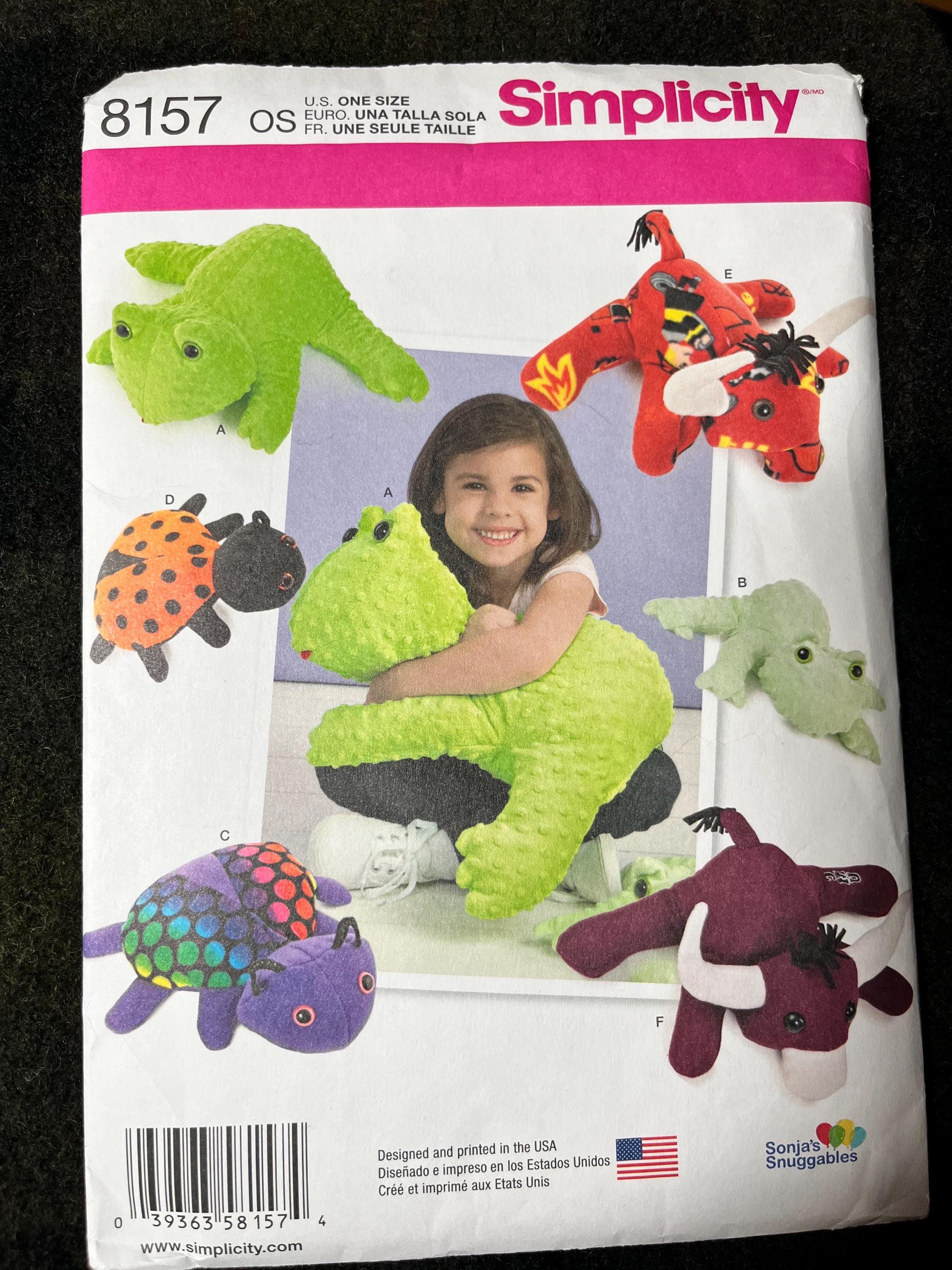 Simplicity Sewing Pattern Stuffed Animals Frog Turtle Cow Bull 2 Sizes ...