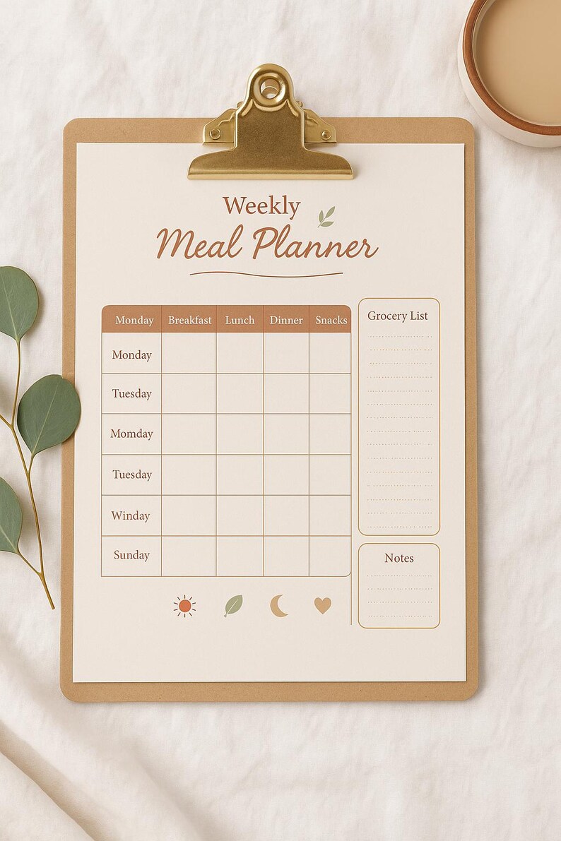 Boho Weekly Meal Planner | Printable Meal Planning Template | Grocery ...