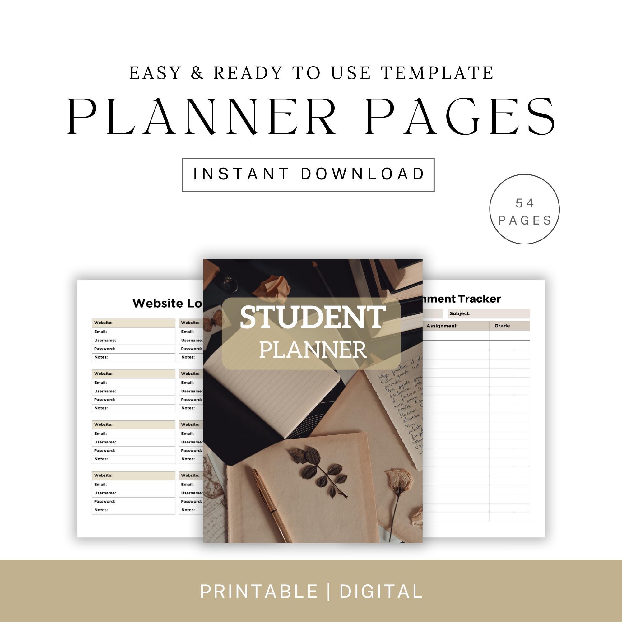 Student Planner, Printable Academic Organizer, Digital Study Planner ...