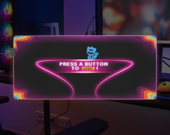 LED Gaming Mousepad XL - "Neon Cat"