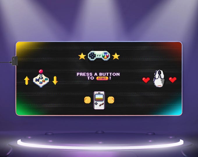 LED Gaming Mousepad XL - "Retro Gamepads"