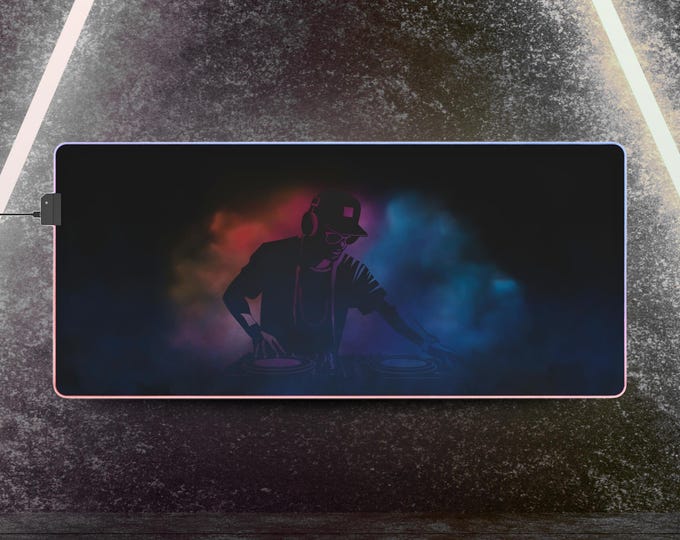 LED Gaming Mousepad XL - "Vibrant DJ" - Black