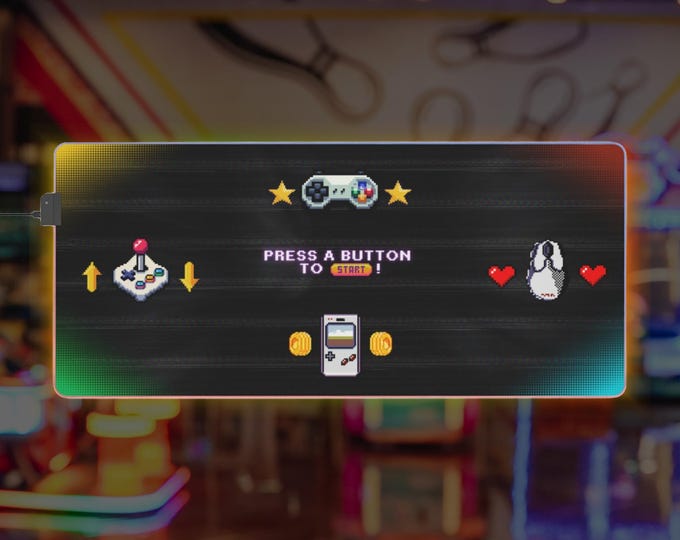 LED Gaming Mousepad XL - "Retro Gamepads"