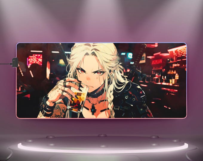 LED Gaming Mousepad XL - "Cyberpunk Samurai"