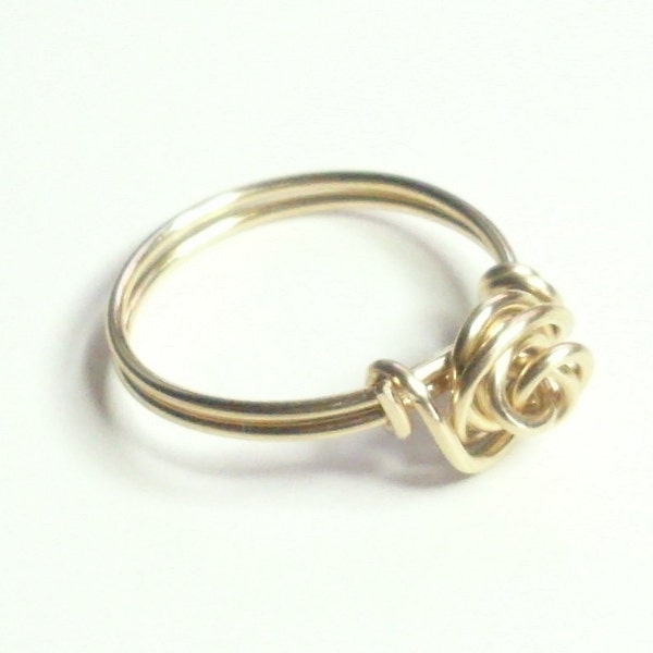 Love Knot Rose Ring Gold Ring Merlin's Gold Handmade Wire Wrapped Ring Sizes 1-14