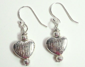 Heart Silver Dangle Earrings