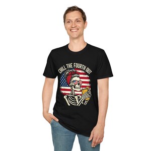 Chill The Fourth Out T-shirt met patriottisch ontwerp, perfect voor 4 juli-vieringen, Americana-stijl, cadeau-idee, zomer-T-shirt