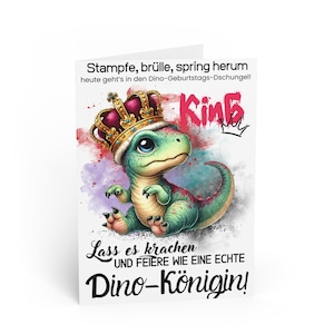 Dino Geburtstagskarte Kleiner König | Süßer Babydino mit Krone | Glückwunschkarte für Kinder
