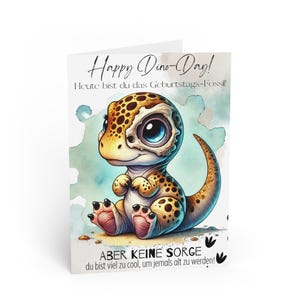 Dino Birthday Card Almost Fossil | Funny birthday card with humorous baby dino fossil | Personalizable