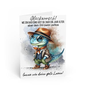 Dino Birthday Card: Stylish baby dino | Cool greeting card with dinosaur | Personalized card