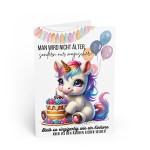 Einhorn Geburtstagskarte Kuchenliebe | Süße Glückwunschkarte mit Einhorn & Kuchen | Personalisierbar