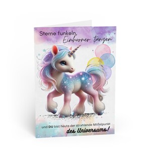Carte d'anniversaire Licorne Étoile Scintillante | Carte magique avec licorne dans le ciel étoilé | Personnalisable