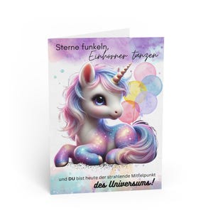 Carte d'anniversaire Licorne Étoile Scintillante | Carte magique avec licorne dans le ciel étoilé | Personnalisable
