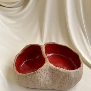 Handmade Ceramic Snack Plate | Chip and Dip | Red
