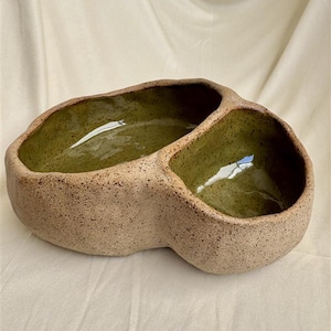 Handmade Ceramic Snack Plate | Chip and Dip | Green