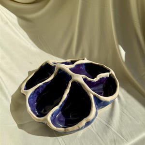 Handmade Ceramic Snack Plate | Chip and Dip | Purple