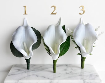 Calla Lily Ansteckblume Bräutigam | Hochzeits Boutonniere | Elegante Blumen Anstecker für Herren | Handgemachter Anstecker Hochzeit