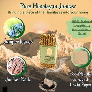 Juniper  Rope Incense, Handmade in Nepal from Pure Herbs for smudging, cleansing, ritual, meditation, sage alternative Custom  Pack of 2/3