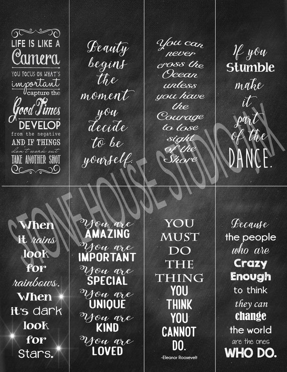Printable Bookmarks Inspirational Quotes Print Your Own Etsy