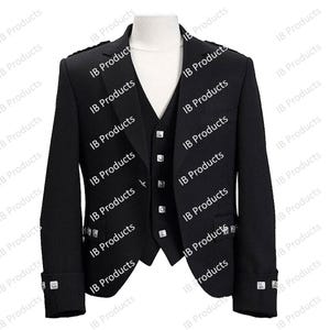Schwarze Argyle Kilt Jacke mit Weste Scottish Argyll 100% Wolle Jacken für Herren von IB Produkte