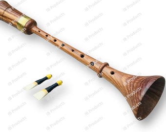 Medieval Shawm RAUSCHPFEIFE Small Woodwind Instrument with Two Reeds