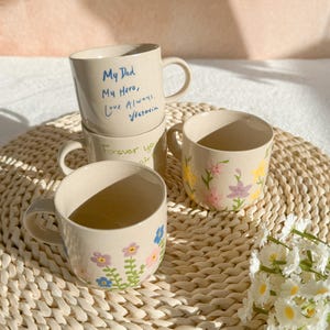 Personalized Handmade Ceramic Mug: Your Own Handwritten With Birthflower, Underglaze Painting