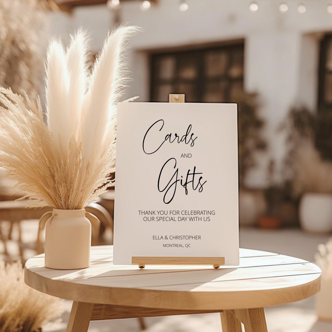 Editable Wedding Cards and Gifts Sign: 5x7/8x10