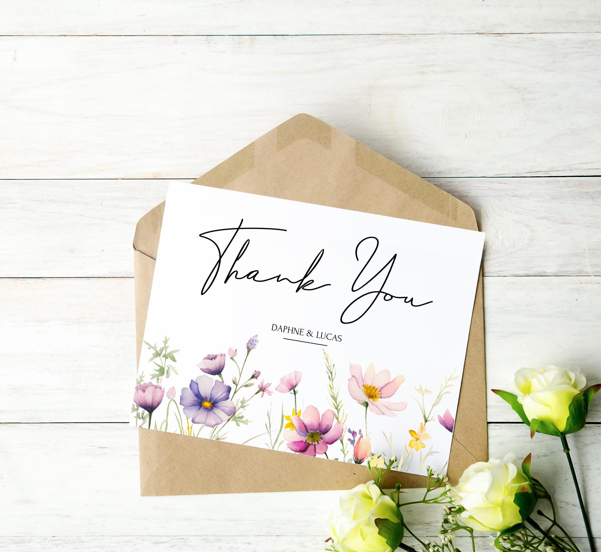 Floral Thank You Card: Editable Template (DIY Digital Download) - Etsy